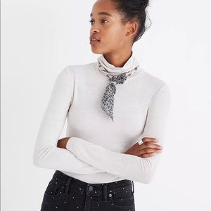Madewell Turtleneck Bodysuit “Heathered Pebble” Cream color Size M NWT